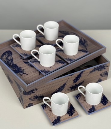 TURKISH COFFEE SET OF 6 - FEATHERS 